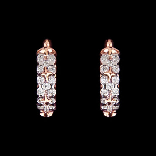 18K Two Tone Gold Diamond Earrings - 0.32ct VVS-VS-IJ