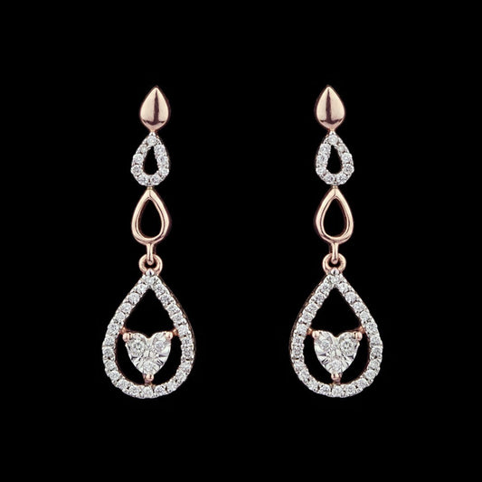 14K Rose Gold Diamond Earrings - 0.25ct SI-GH