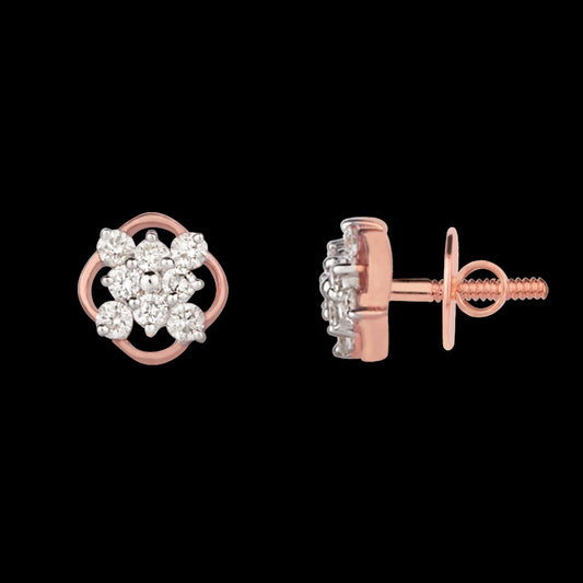 18K Rose Gold Diamond Earrings - 0.16ct VVS-VS-GH