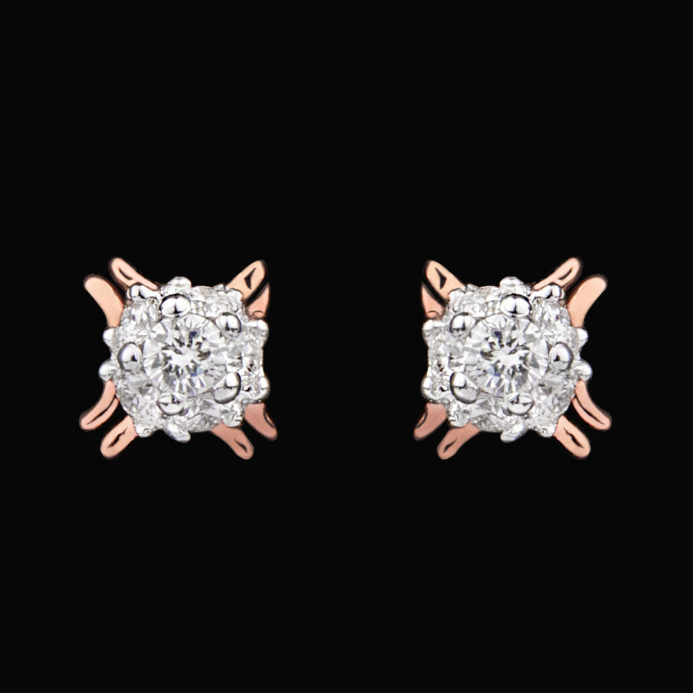14K Rose Gold Diamond Earrings - 0.15ct VVS-VS-IJ