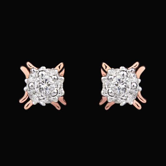 14K Rose Gold Diamond Earrings - 0.15ct VVS-VS-IJ