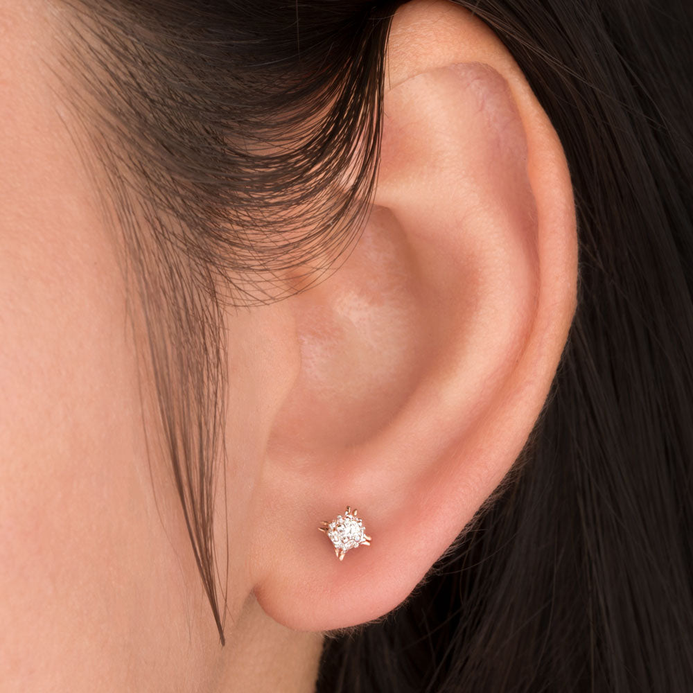 14K Rose Gold Diamond Earrings - 0.15ct VVS-VS-IJ