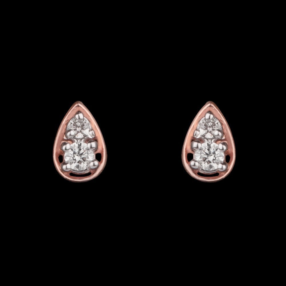 14K Rose Gold Diamond Earrings - 0.07ct VVS-VS-HI