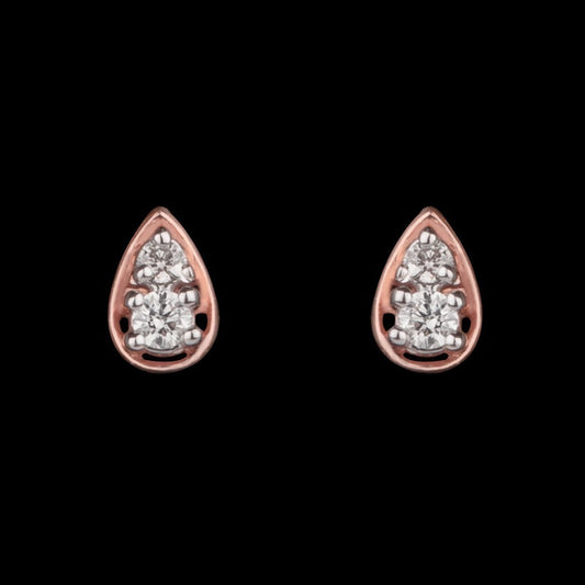 14K Rose Gold Diamond Earrings - 0.07ct VVS-VS-HI