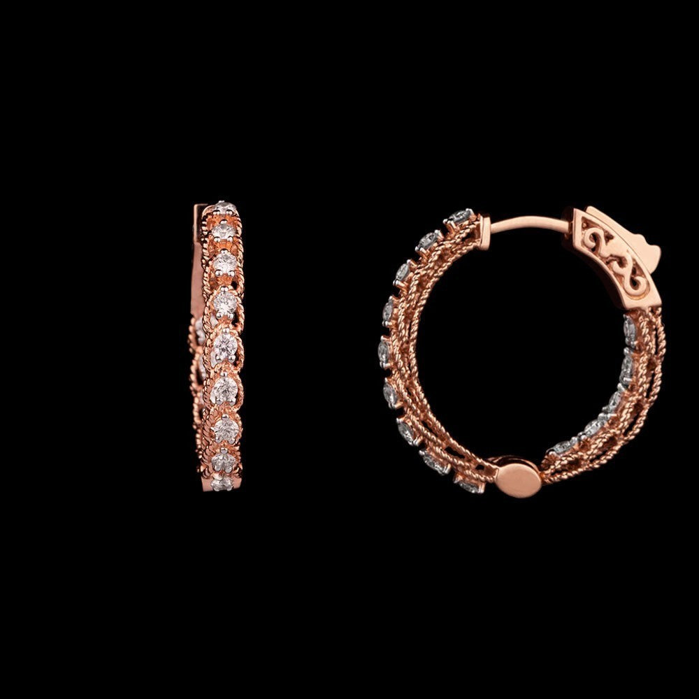14K Rose Gold Diamond Earrings - 0.6ct VVS-VS-GH