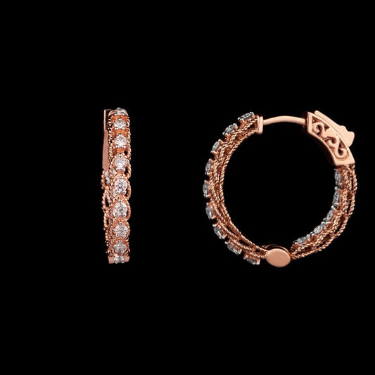14K Rose Gold Diamond Earrings - 0.6ct VVS-VS-GH