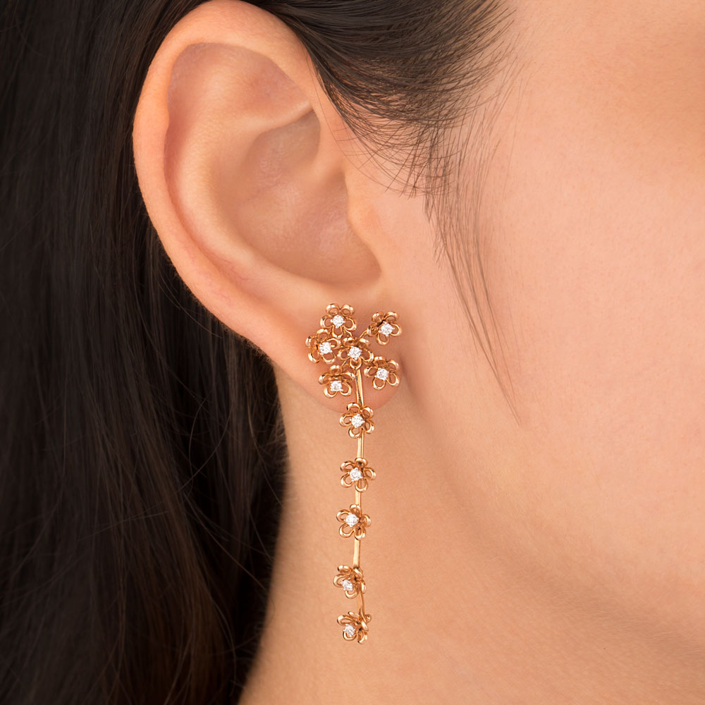 18K Rose Gold Diamond Earrings - 0.37ct SI-GH