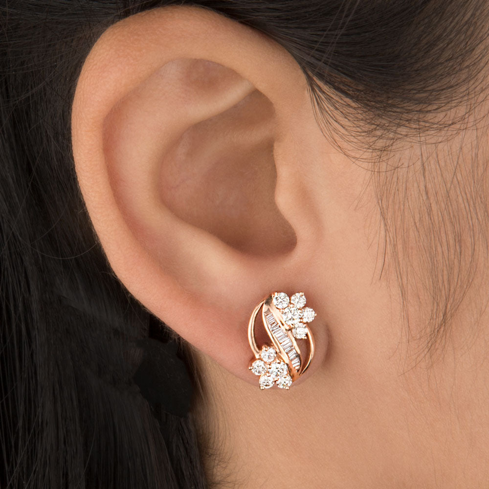 14K Rose Gold Diamond Earrings - 1.05ct SI-IJ