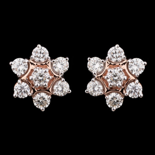 14K Rose Gold Diamond Earrings - 0.9ct VVS-VS-JK