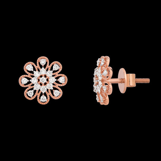18K Rose Gold Diamond Earrings - 0.835ct VVS-VS-GHI