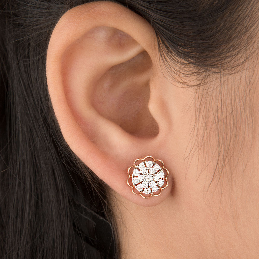 14K Rose Gold Diamond Earrings - 0.76ct VVS-GH