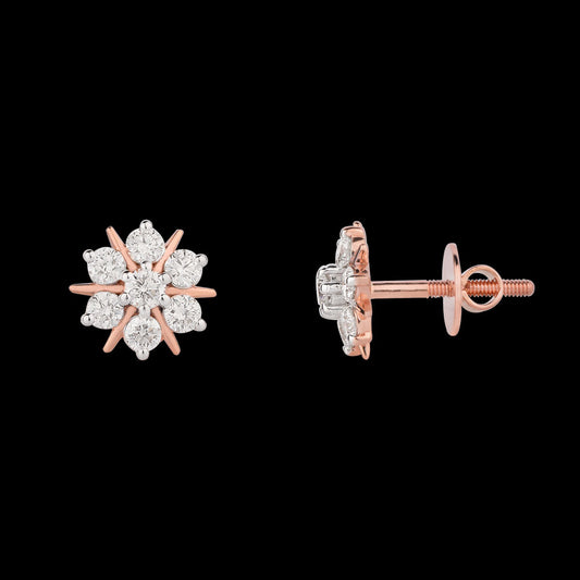 18K Rose Gold Diamond Earrings - 0.644ct VVS-VS-GH