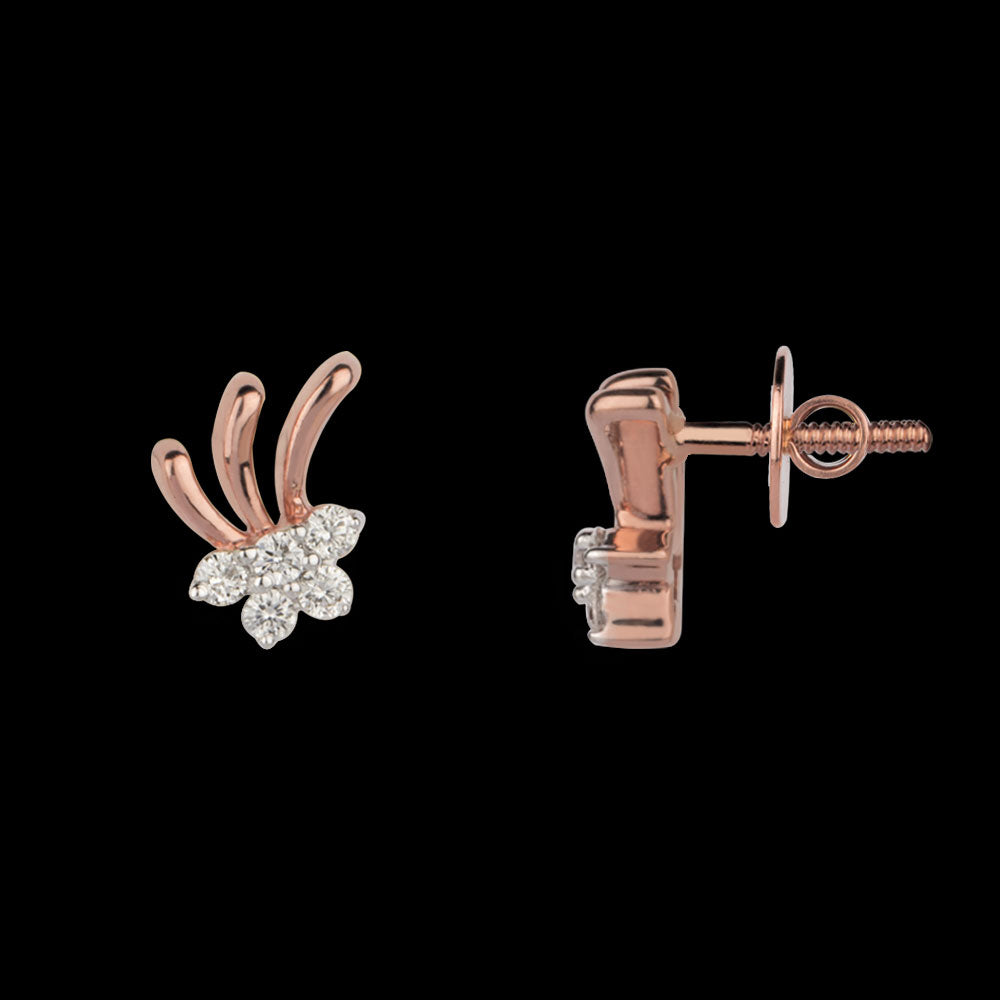 14K Rose Gold Diamond Earrings - 0.1ct VVS-VS-GH