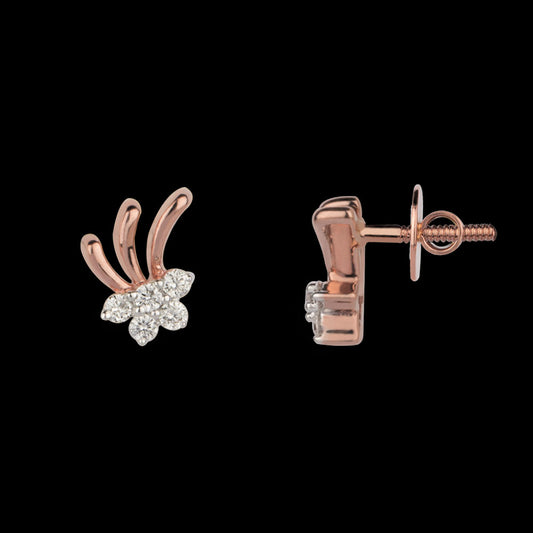 14K Rose Gold Diamond Earrings - 0.1ct VVS-VS-GH