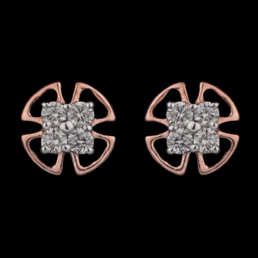 14K Rose Gold Diamond Earrings - 0.1ct VS-HI