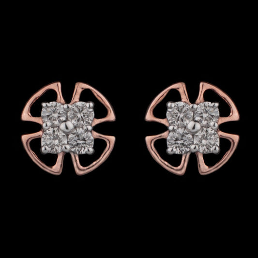 14K Rose Gold Diamond Earrings - 0.1ct VS-HI
