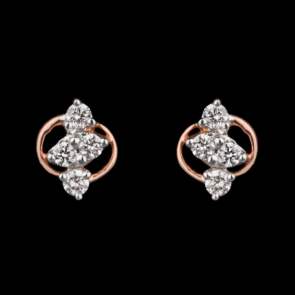 14K Rose Gold Diamond Earrings - 0.09ct VS-SI-HI