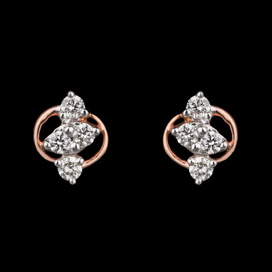 14K Rose Gold Diamond Earrings - 0.09ct VS-SI-HI