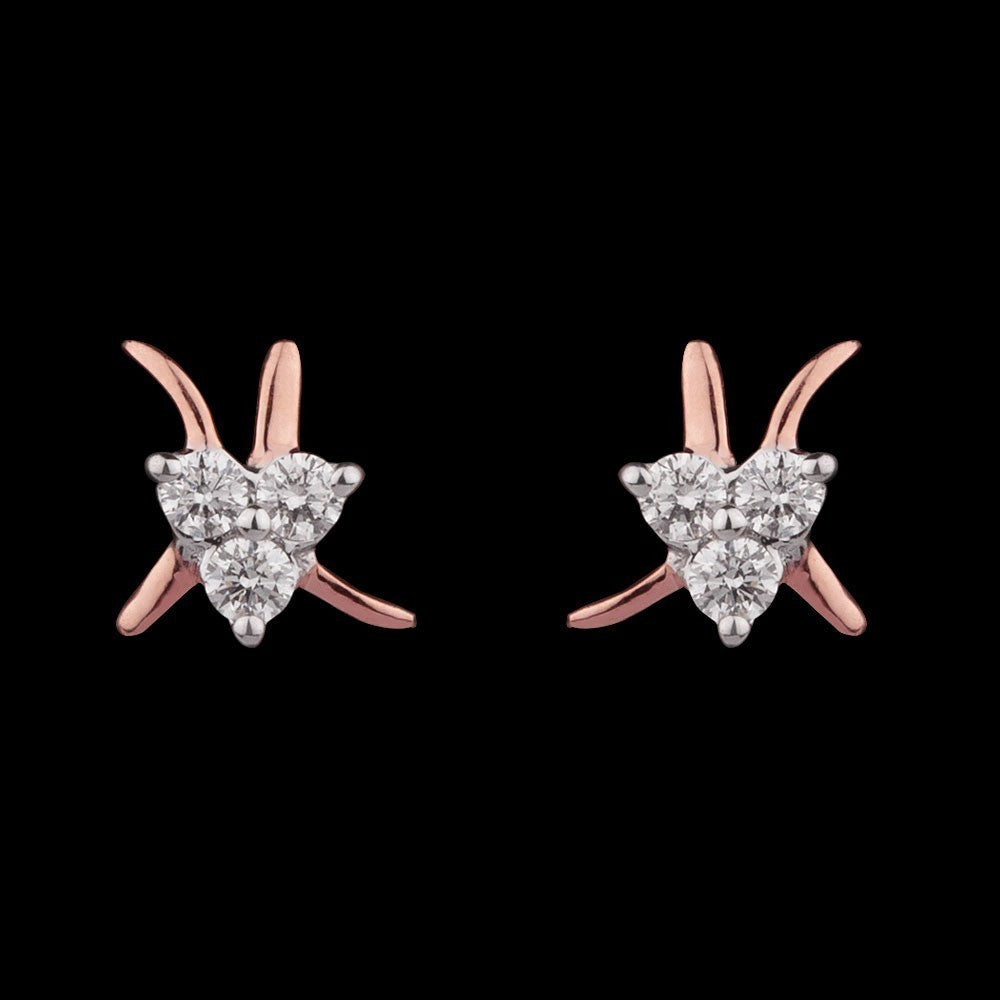 14K Rose Gold Diamond Earrings - 0.09ct VS-GH