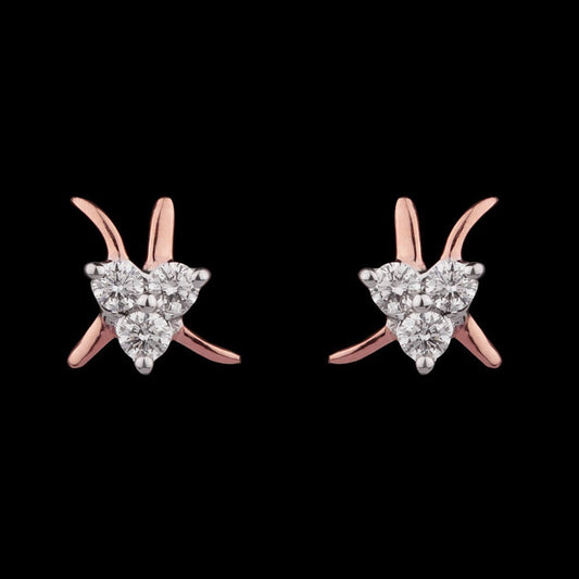 14K Rose Gold Diamond Earrings - 0.09ct VS-GH