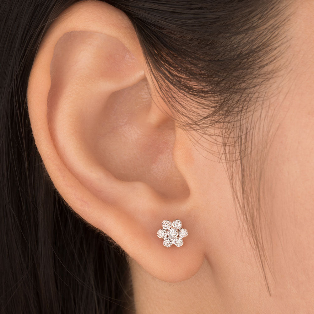 14K Rose Gold Diamond Earrings - 0.16ct VS-HI