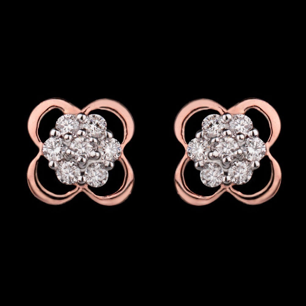 14K Rose Gold Diamond Earrings - 0.13ct VS-SI-HI