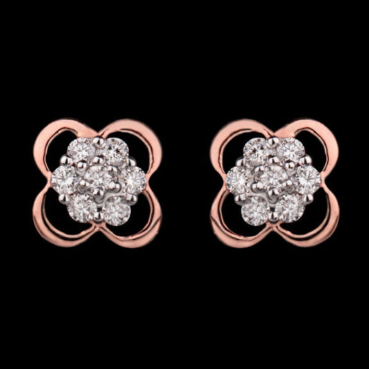 14K Rose Gold Diamond Earrings - 0.13ct VS-SI-HI