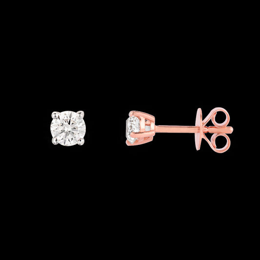 18K Rose Gold Diamond Earrings - 0.263ct VS-HI