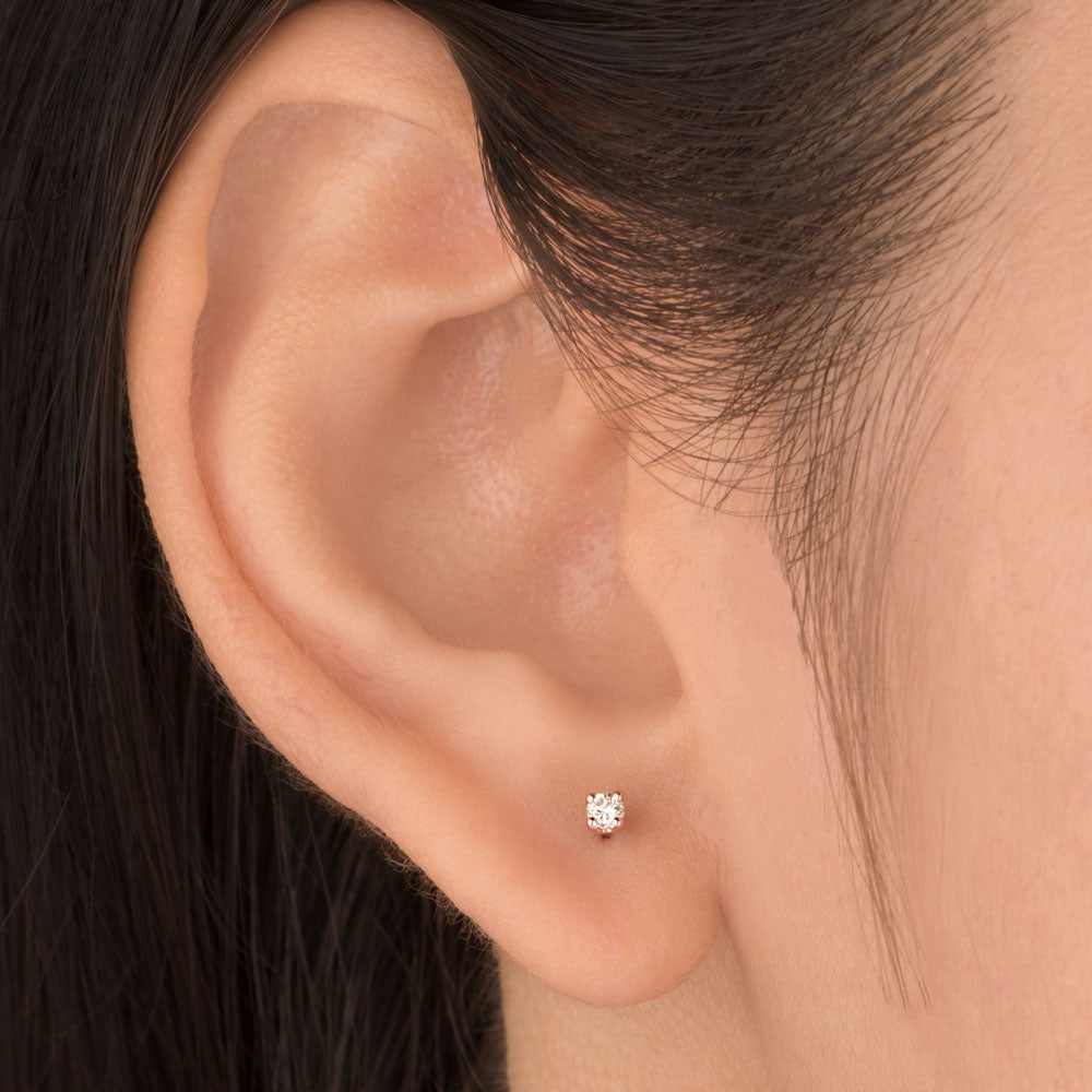 14K Rose Gold Diamond Earrings - 0.1ct VVS-VS-HI