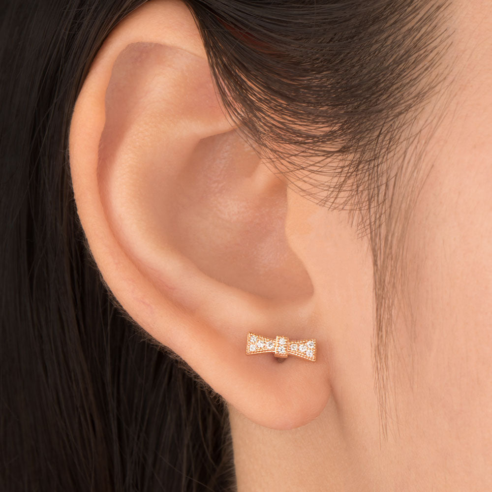 18K Rose Gold Diamond Earrings - 0.11ct SI2-I1-GH