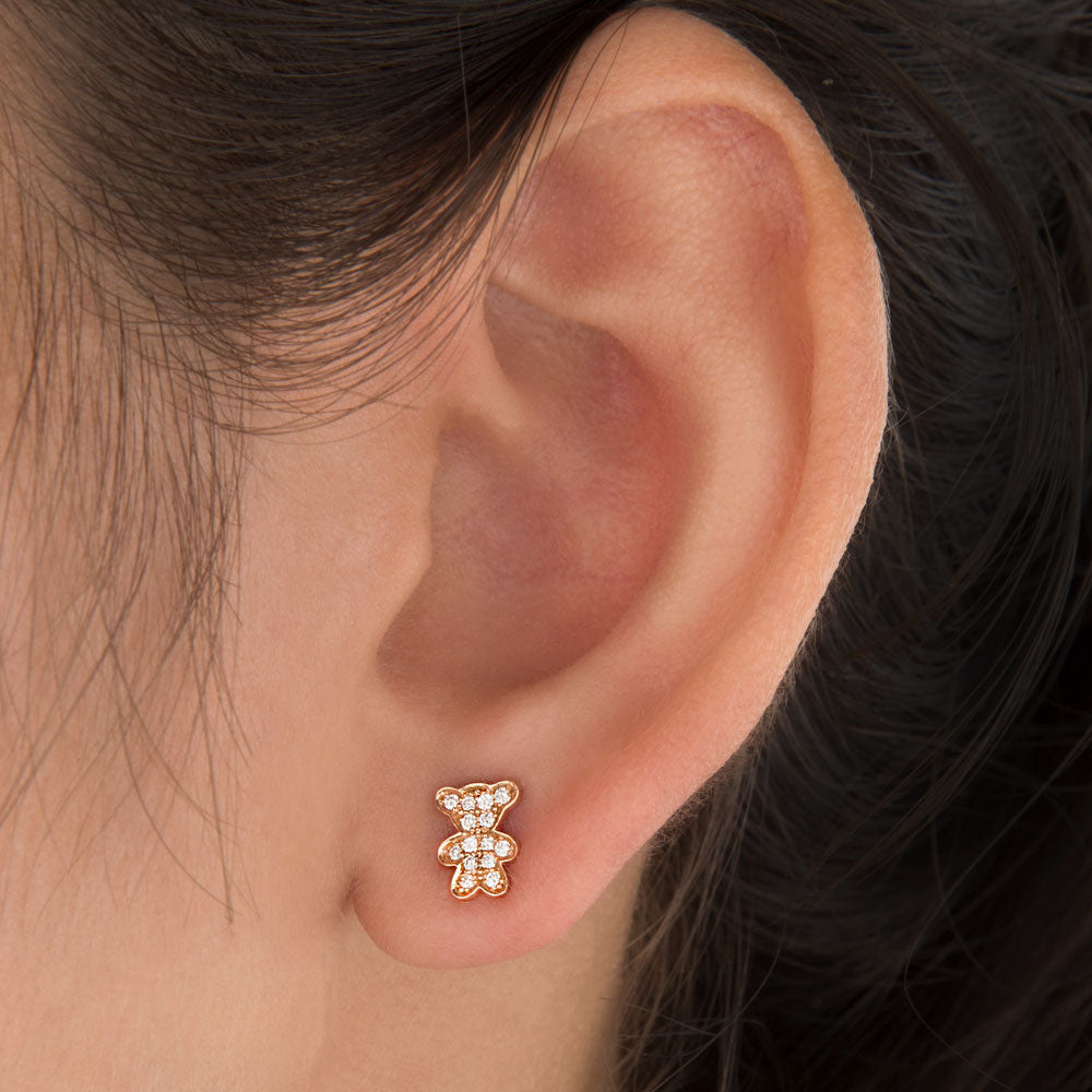 18K Rose Gold Diamond Earrings - 0.13ct VS-IJ