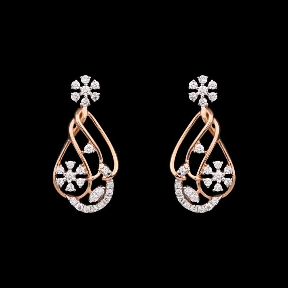 18K Rose Gold Diamond Earrings - 0.38ct SI-GH