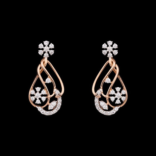 18K Rose Gold Diamond Earrings - 0.38ct SI-GH