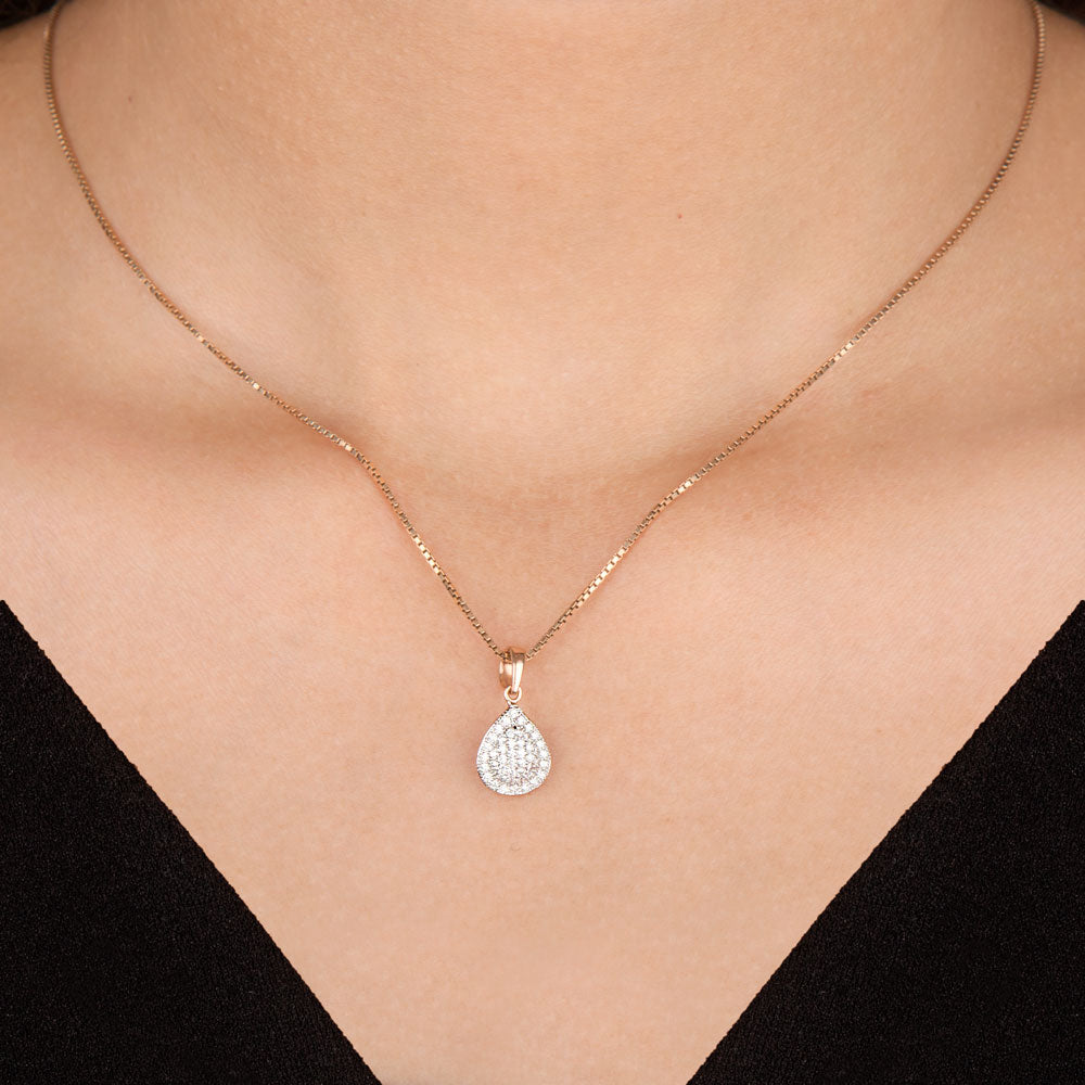 18K Rose Gold Diamond Pendant - 0.24ct SI2-I1-GH