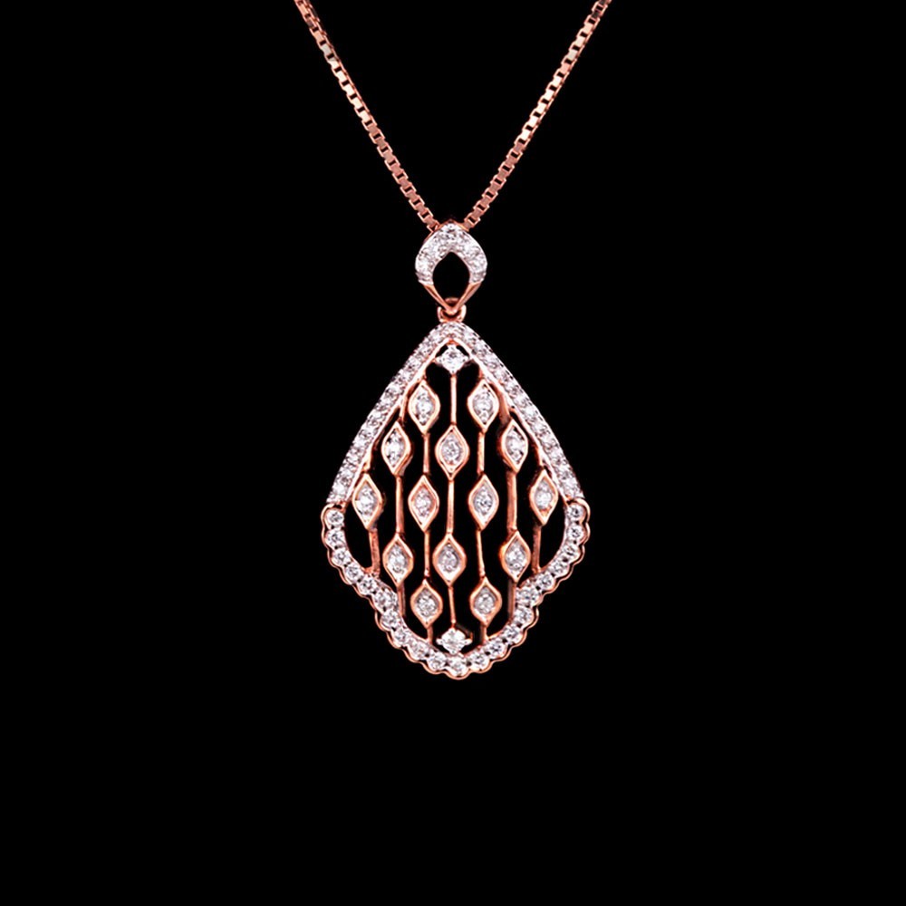 18K Rose Gold Diamond Pendant - 0.35ct SI-GH
