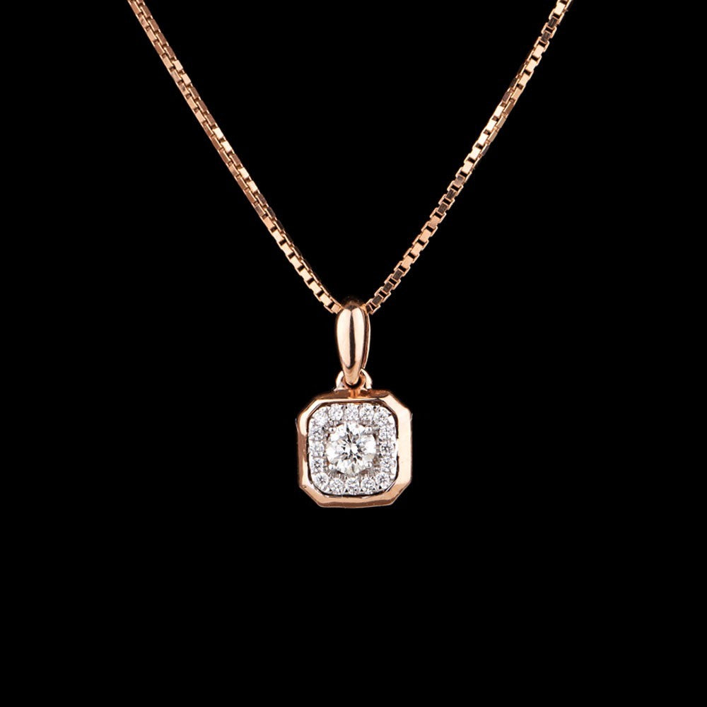 14K Rose Gold Diamond Pendant - 0.21ct VVS-FG