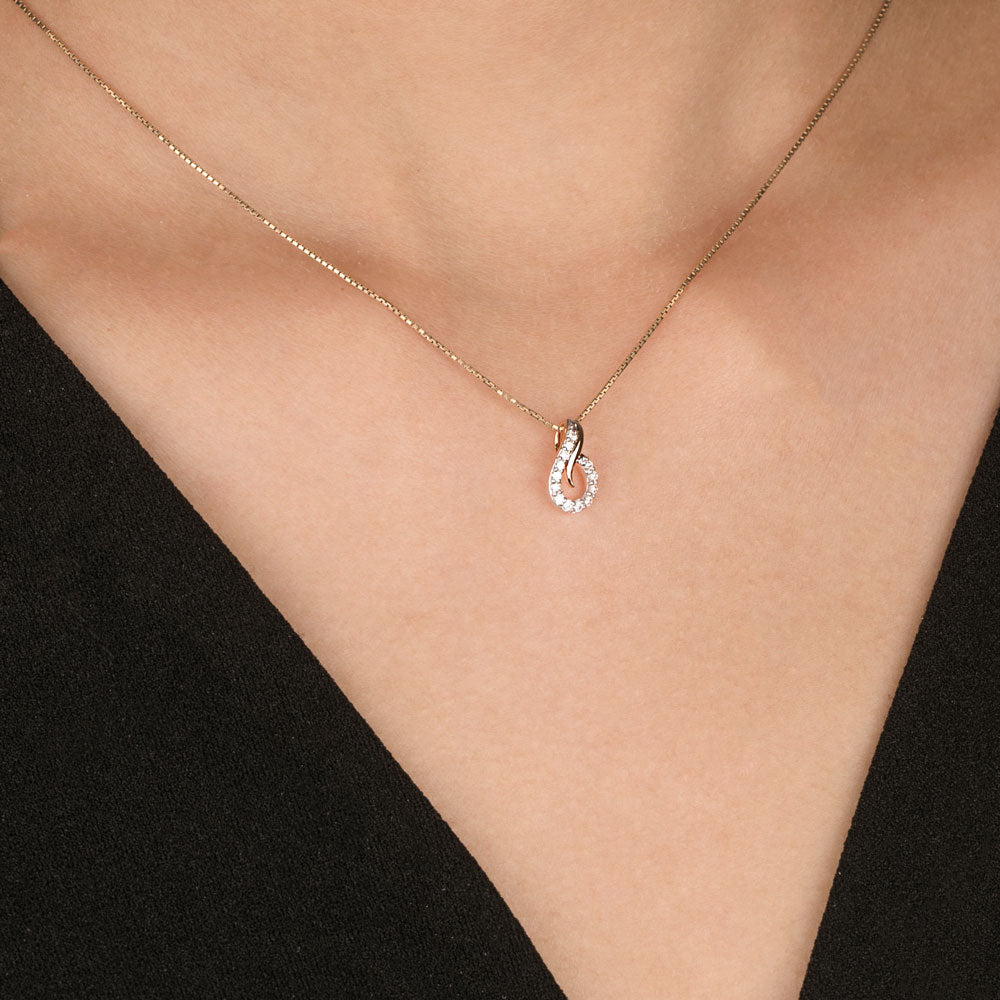 18K Rose Gold Diamond Pendant - 0.1ct VVS-VS-GH