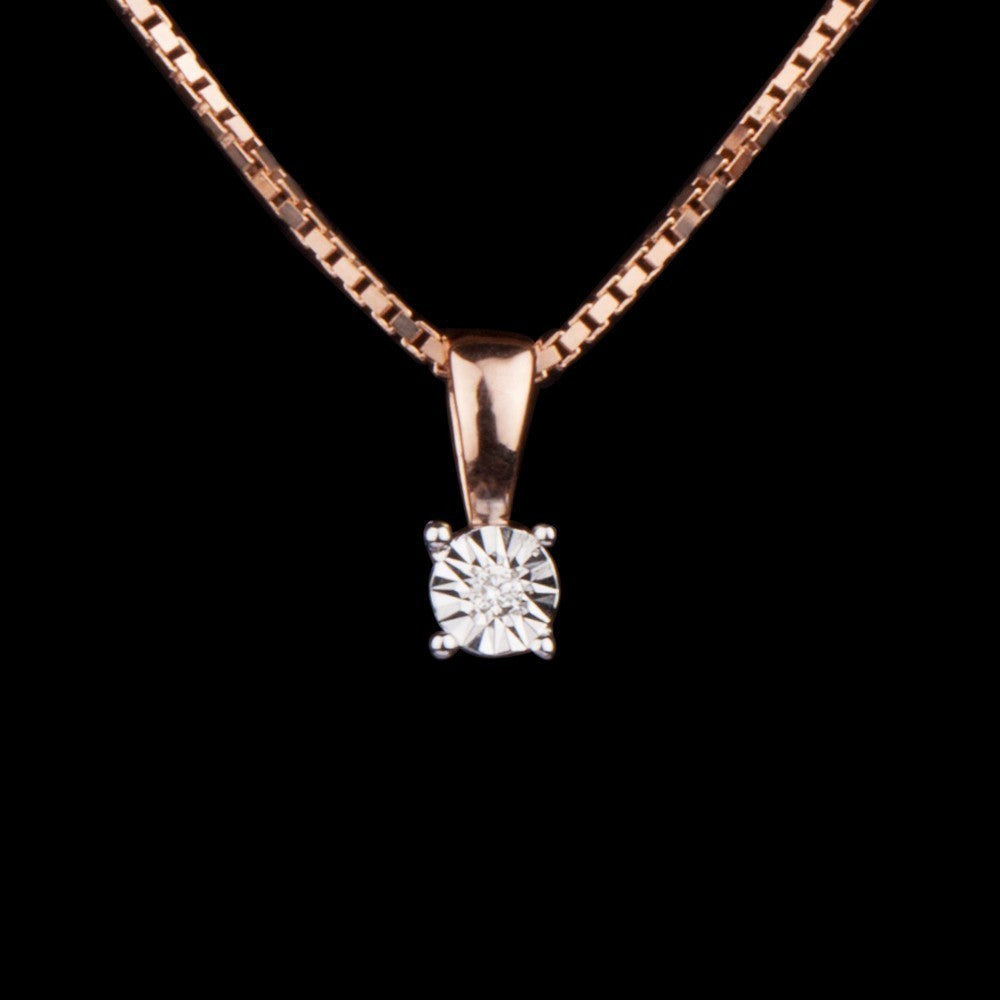 14K Rose Gold Diamond Pendant - 0.01ct SI-IJ