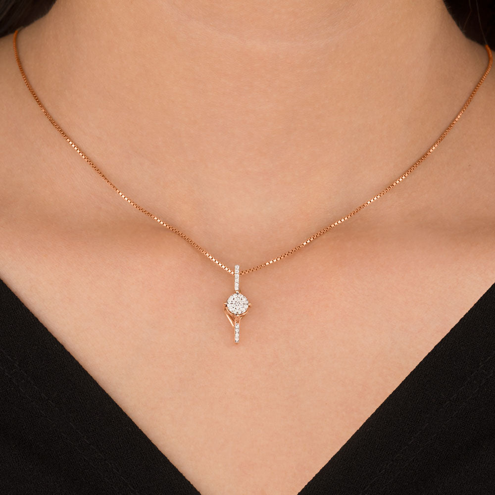 14K Rose Gold Diamond Pendant - 0.13ct SI-IJ