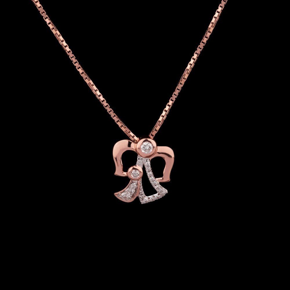 14K Rose Gold Diamond Pendant - 0.12ct VVS-VS-GH