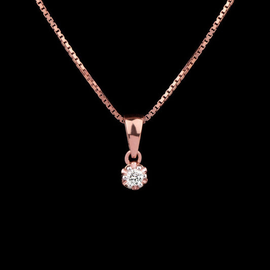 14K Rose Gold Diamond Pendant - 0.07ct SI-GH
