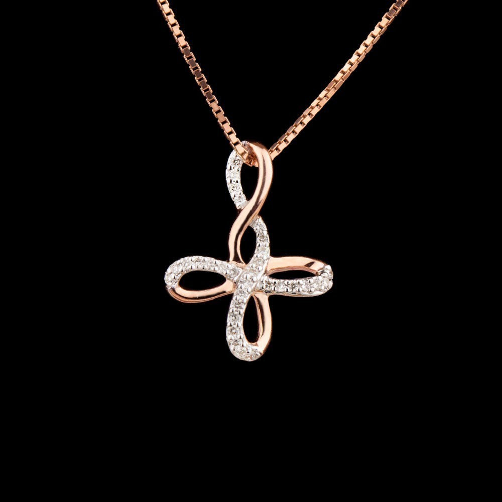 14K Rose Gold Diamond Pendant - 0.14ct VVS-VS-GH