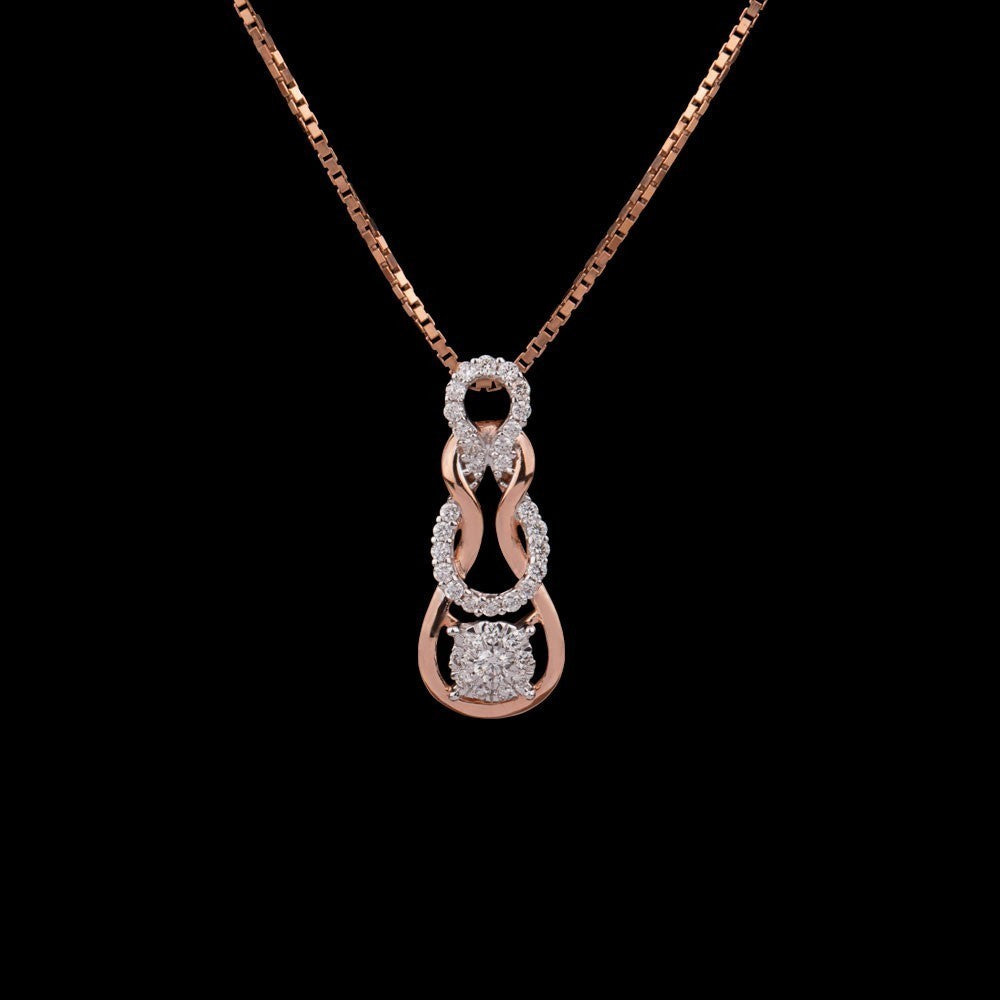 14K Rose Gold Diamond Pendant - 0.19ct VVS-VS-GH