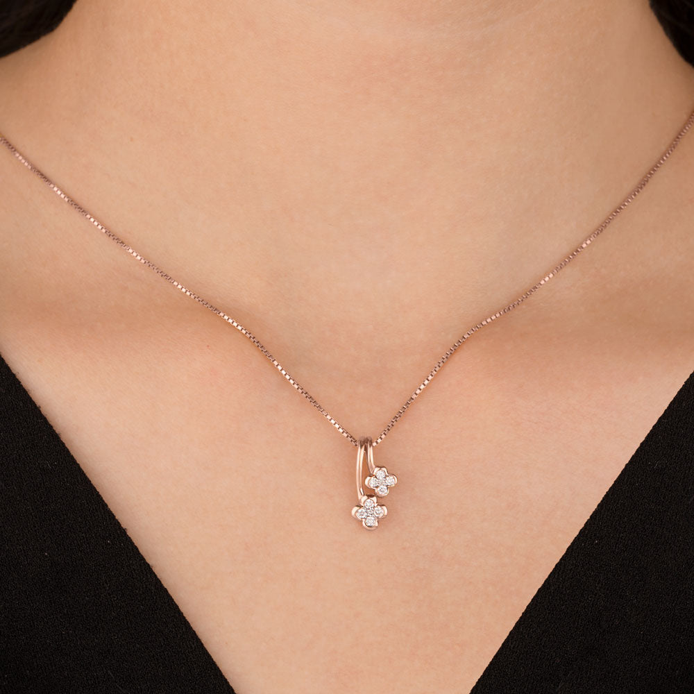 14K Rose Gold Diamond Pendant - 0.15ct VVS-VS-GH
