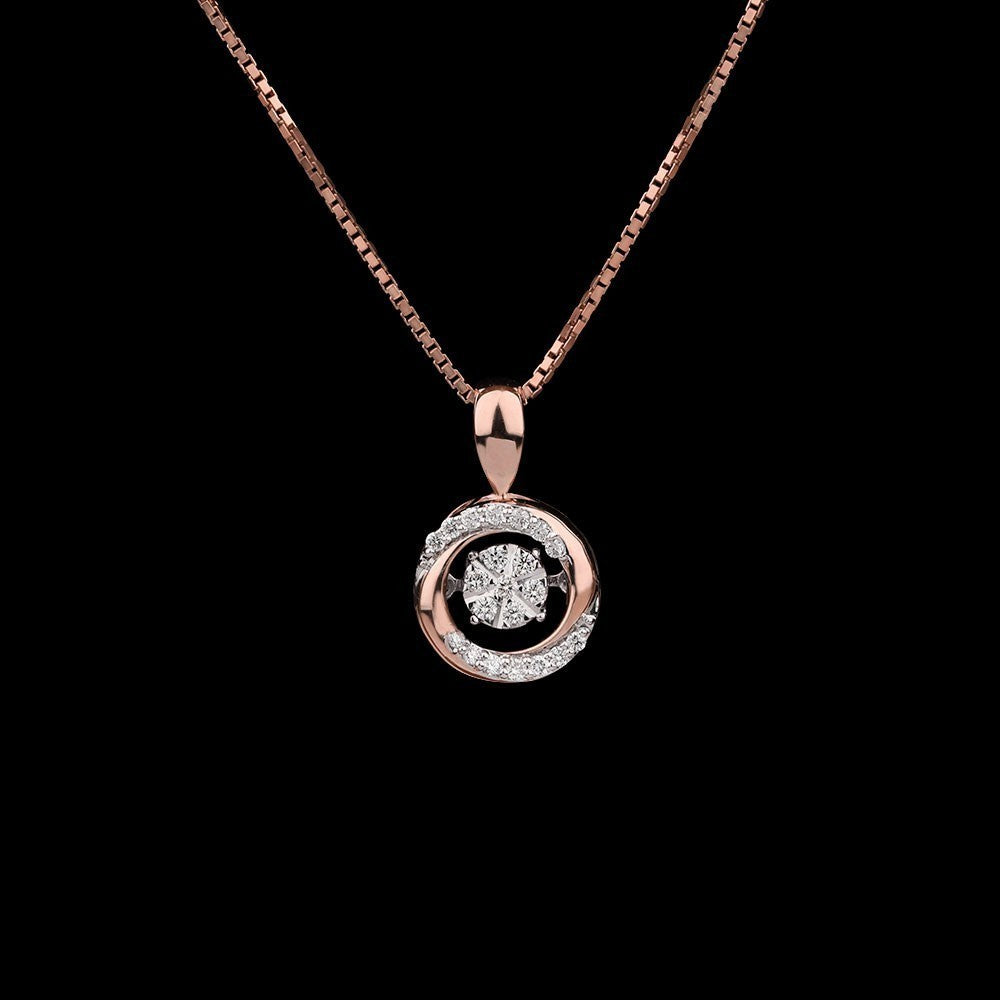 14K Rose Gold Diamond Pendant - 0.14ct VVS-VS-GH