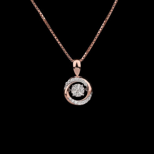 14K Rose Gold Diamond Pendant - 0.14ct VVS-VS-GH