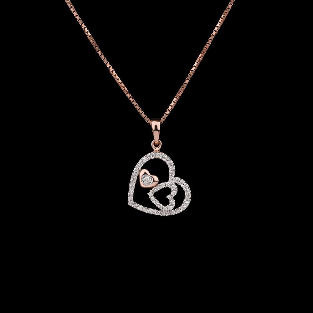 14K Rose Gold Diamond Pendant - 0.22ct VVS-VS-GH