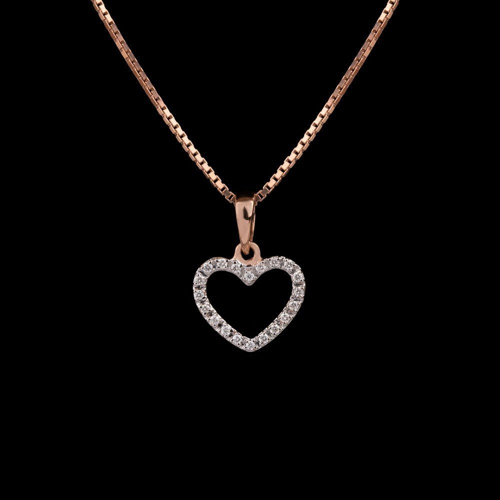 14K Rose Gold Diamond Pendant - 0.07ct VVS-VS-GH