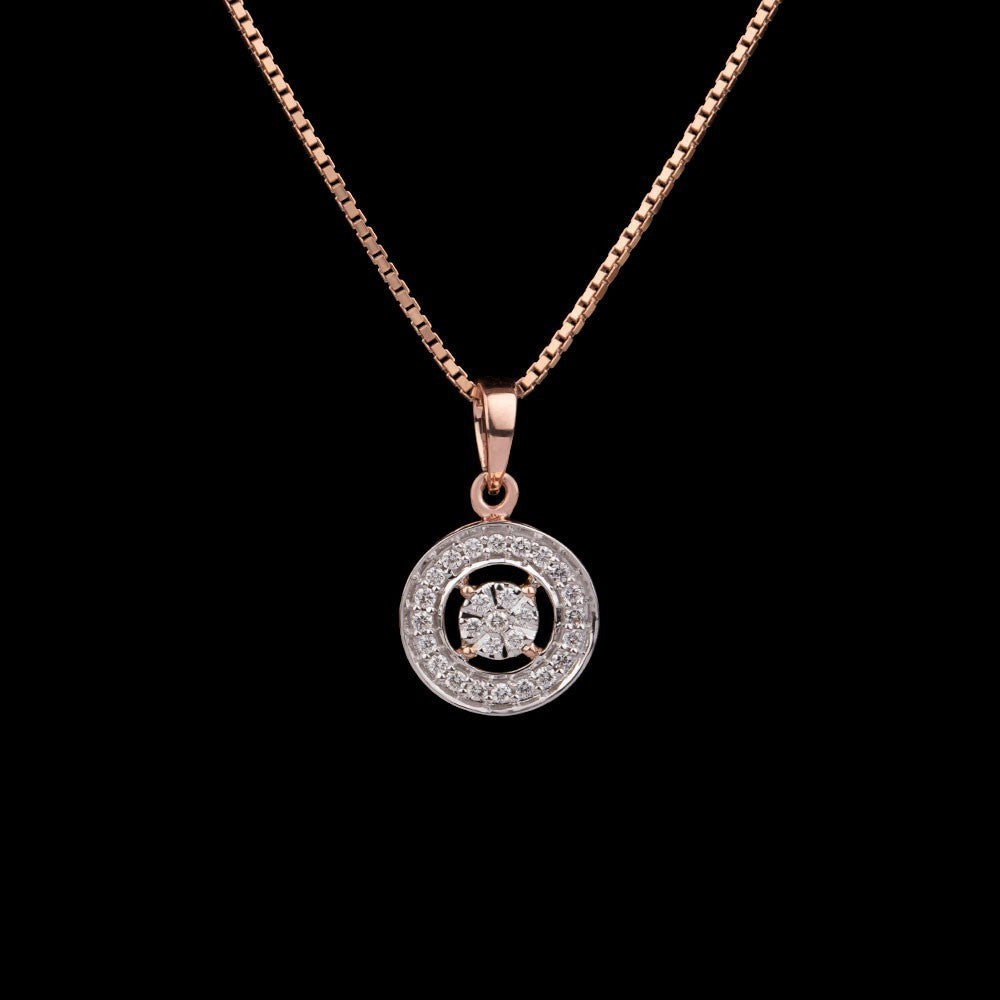 14K Rose Gold Diamond Pendant - 0.14ct VVS-VS-GH