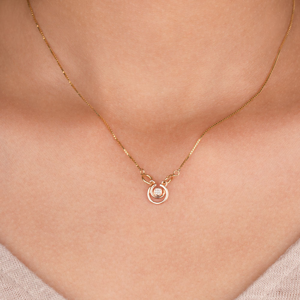 14K Rose Gold Diamond Pendant - 0.05ct VS-HI